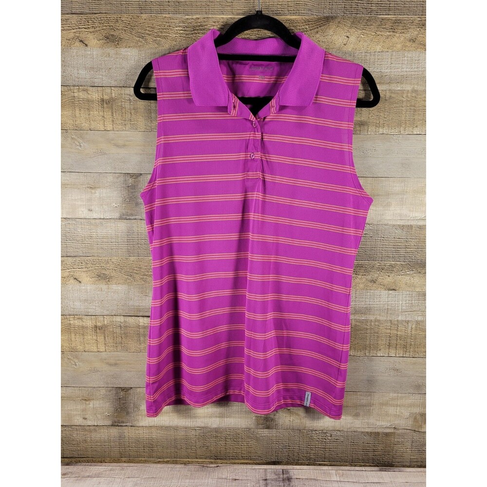 Maggie Lane Women's Tank Size L Pink with stripes Sleeveless Golf Polo